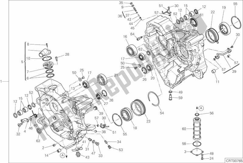All parts for the 010 - Half-crankcases Pair of the Ducati Diavel Xdiavel S 1260 2019